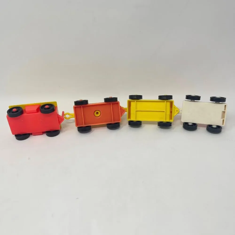 Vintage Fisher Price Little People Airport Jet Fuel Tanker Luggage Cart - 4 Cars